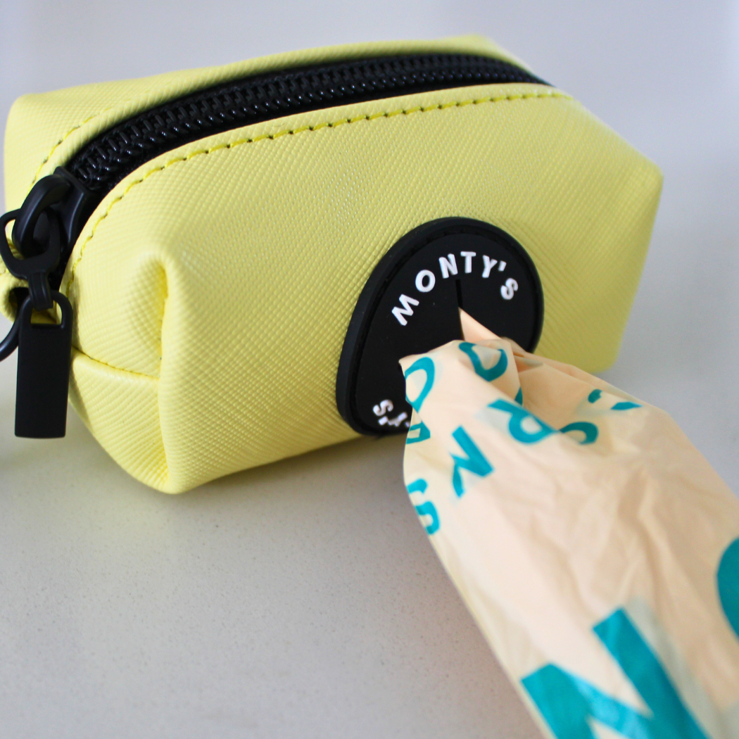 Vegan Leather Poop Bag Dispensers with 15 Standard Compostable Cornstarch Poop Bags