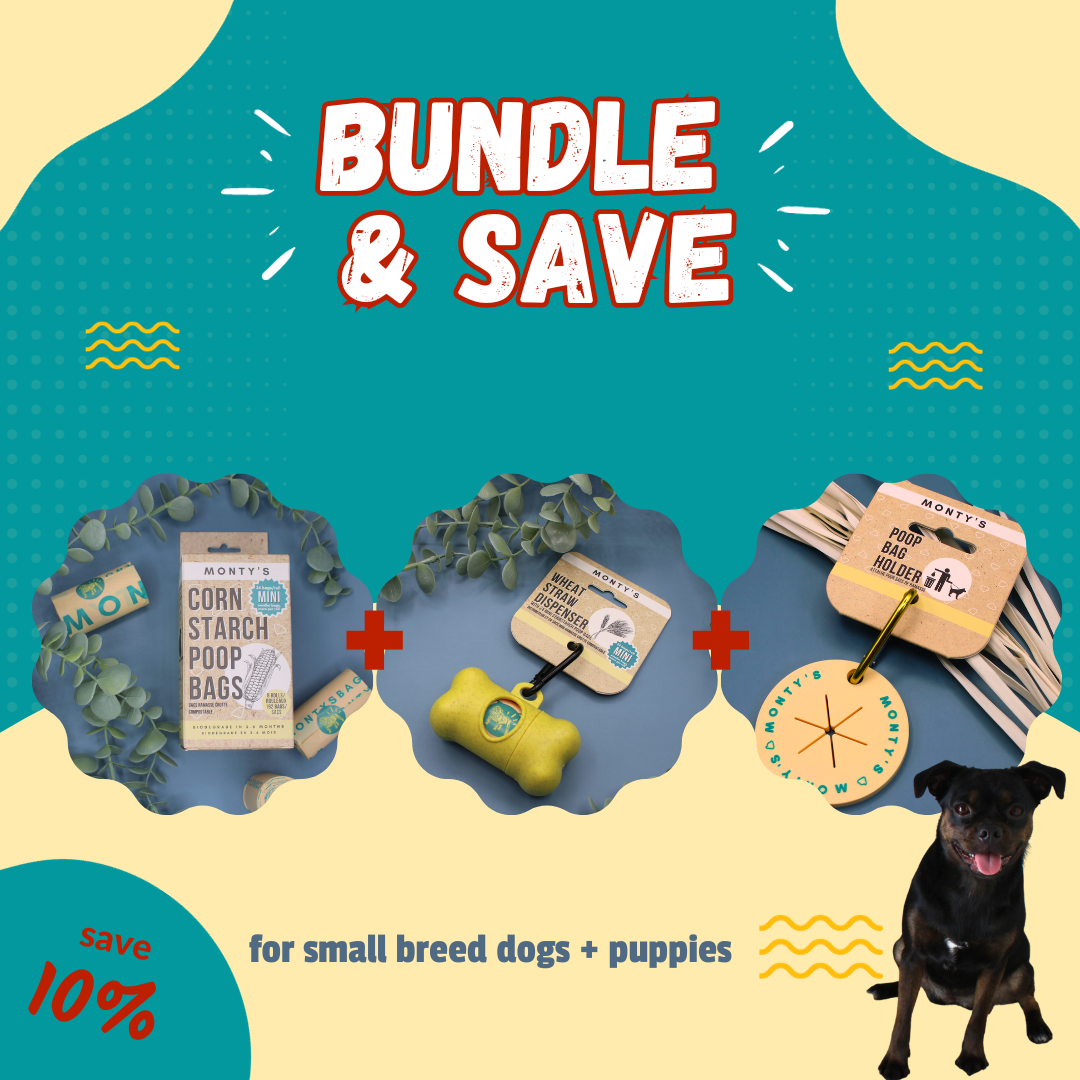 BUNDLE | 192 Mini Cornstarch Poop Bags, Wheat Straw Dispenser & Poop Bag Holder