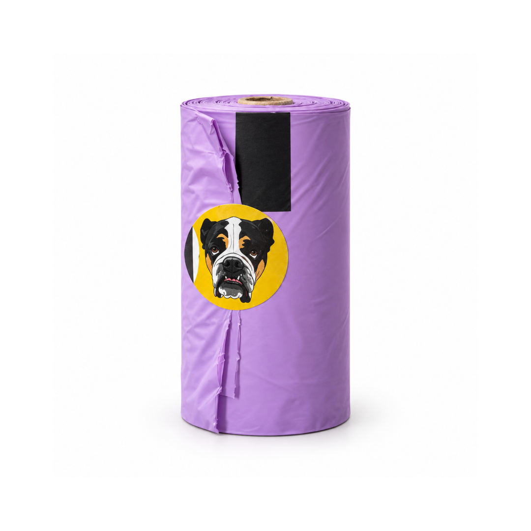 15 Bag Large Lavender Compostable Dog Poop Refill Rolls (120 Bags)