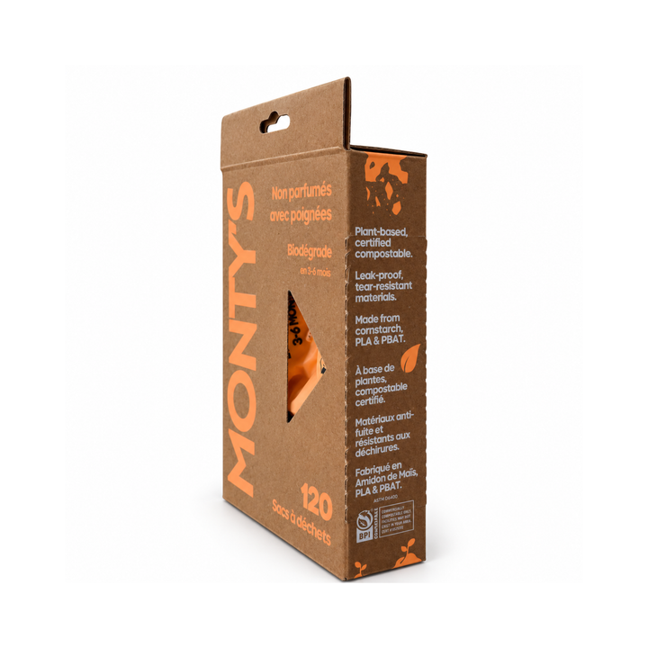 Easy Tie Handled Compostable Dog Poop Bags (120 Bags)