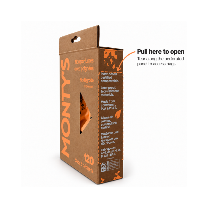 Easy Tie Handled Compostable Dog Poop Bags (120 Bags)
