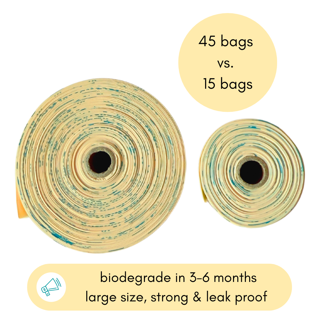 Compostable Cornstarch Poop Bags - Triples (3 Rolls in 1) - 9 x 13" Bag Size