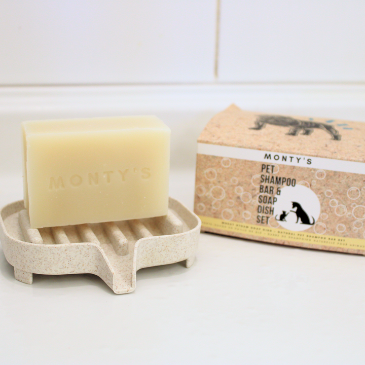 Ensemble de barre de shampoing naturelle pour animaux de compagnie et de porte-savon en paille de blé