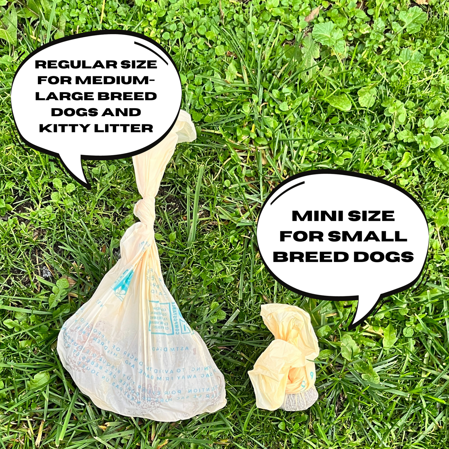 Mini Compostable Cornstarch Poop Bags - 192 Mini Bags (8 Rolls) - 23 x 21cm Bag Size
