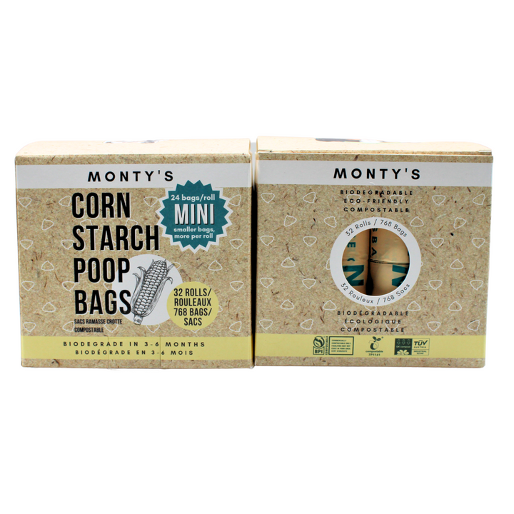 Mini sacs à déjections compostables en fécule de maïs – 768 mini sacs (32 rouleaux) – Taille du sac 23 x 21 cm