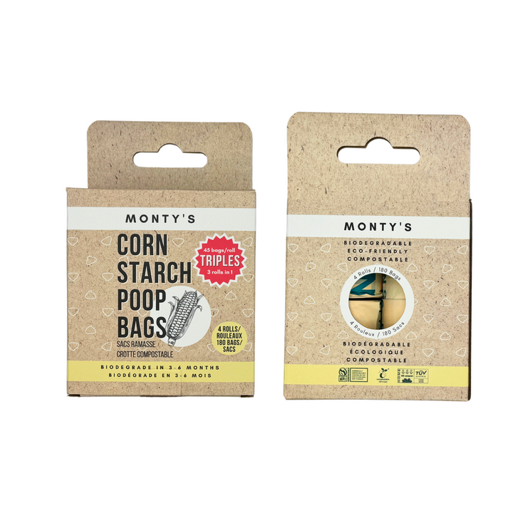 Compostable Cornstarch Poop Bags - Triples (3 Rolls in 1) - 9 x 13" Bag Size