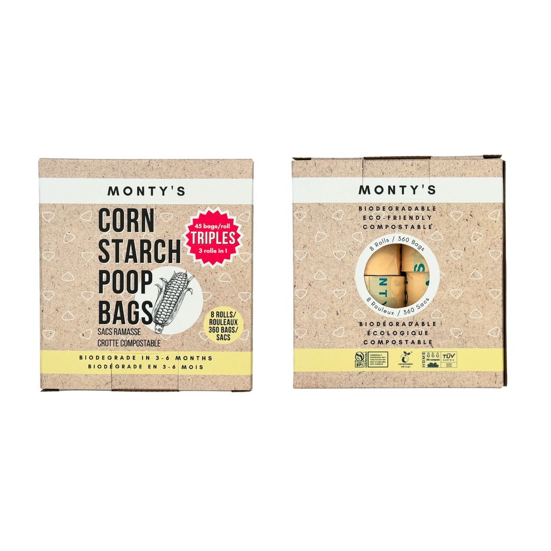 Compostable Cornstarch Poop Bags - Triples (3 Rolls in 1) - 9 x 13" Bag Size