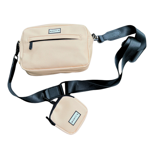 Dog Walking Crossbody Bag with Treat Pouch and Poop Bag Dispenser