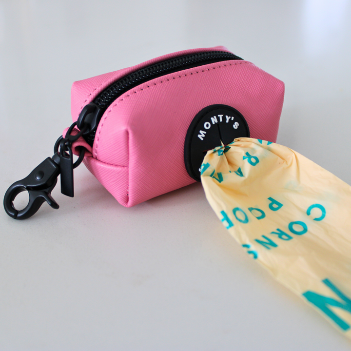 Vegan Leather Poop Bag Dispensers with 15 Standard Compostable Cornstarch Poop Bags