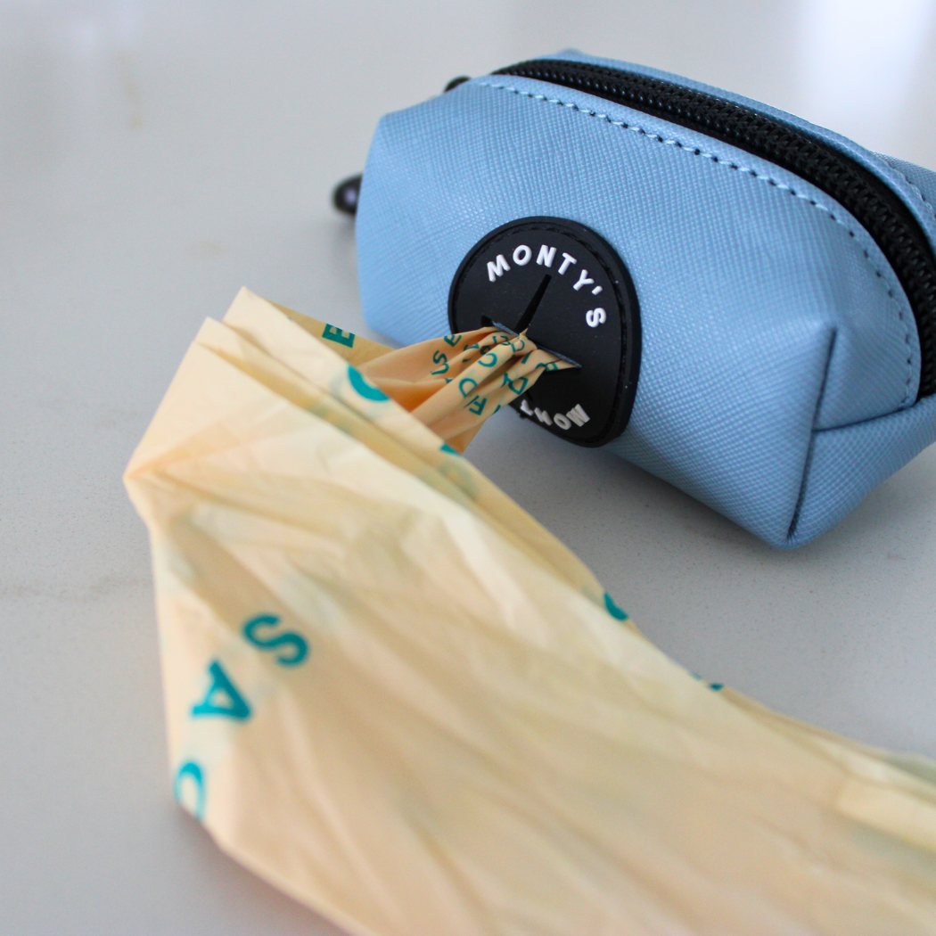 Vegan Leather Poop Bag Dispensers with 15 Standard Compostable Cornstarch Poop Bags