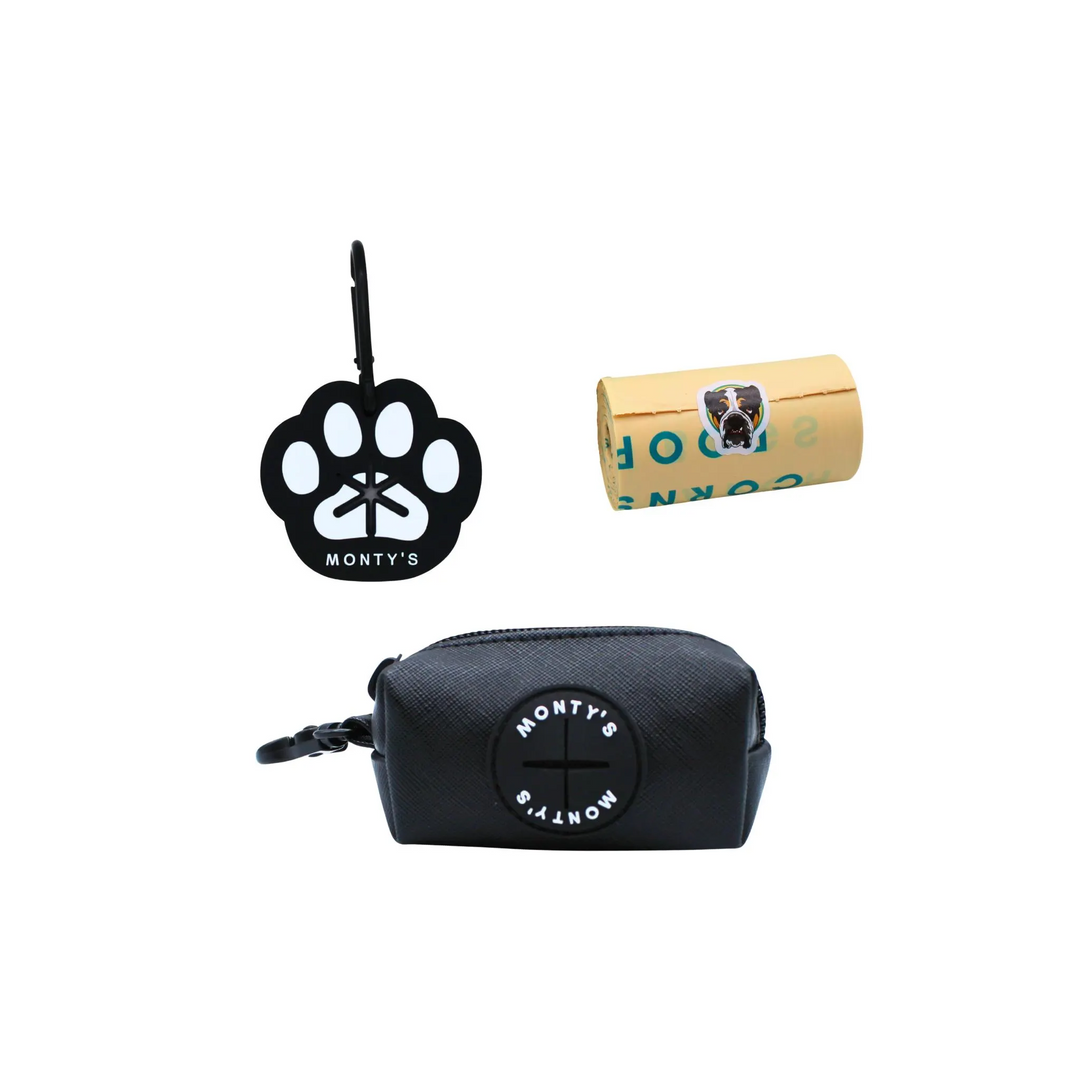 Vegan Leather Poop Bag Dispenser and Handsfree Used Poop Bag Holder