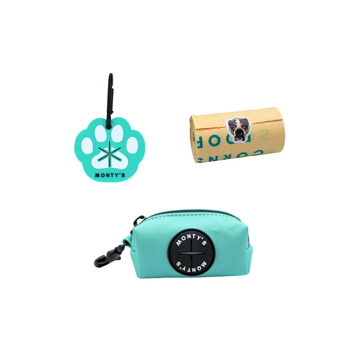Vegan Leather Poop Bag Dispenser and Handsfree Used Poop Bag Holder