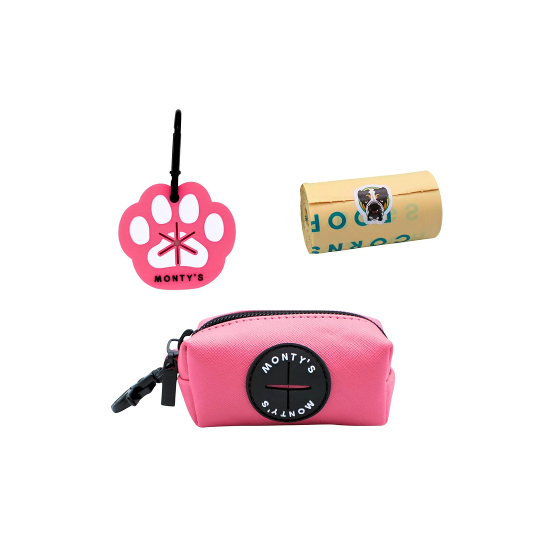 Vegan Leather Poop Bag Dispenser and Handsfree Used Poop Bag Holder