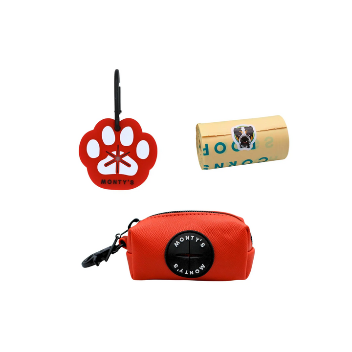 Vegan Leather Poop Bag Dispenser and Handsfree Used Poop Bag Holder