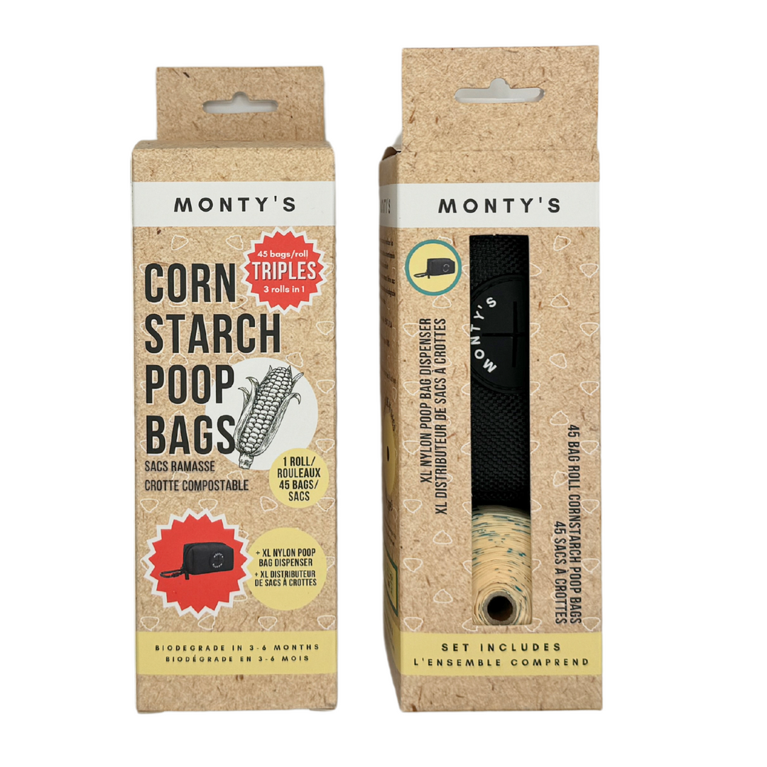 Compostable Cornstarch Poop Bags - Triples (3 Rolls in 1) - 9 x 13" Bag Size