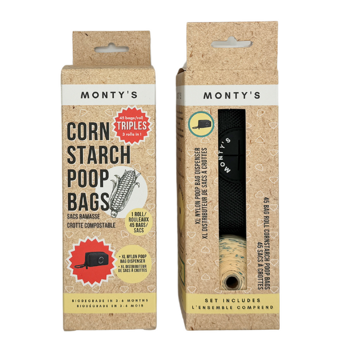 Compostable Cornstarch Poop Bags - Triples (3 Rolls in 1) - 9 x 13" Bag Size