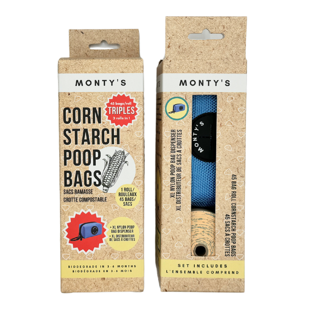 Compostable Cornstarch Poop Bags - Triples (3 Rolls in 1) - 9 x 13" Bag Size