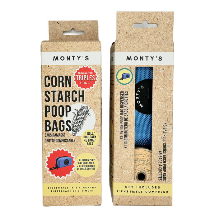 Compostable Cornstarch Poop Bags - Triples (3 Rolls in 1) - 9 x 13" Bag Size
