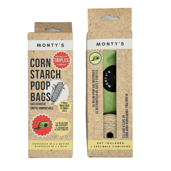 Compostable Cornstarch Poop Bags - Triples (3 Rolls in 1) - 9 x 13" Bag Size
