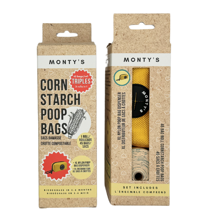 Compostable Cornstarch Poop Bags - Triples (3 Rolls in 1) - 9 x 13" Bag Size