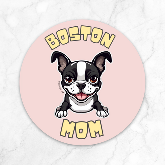 Boston Terrier Mom Vinyl Sticker