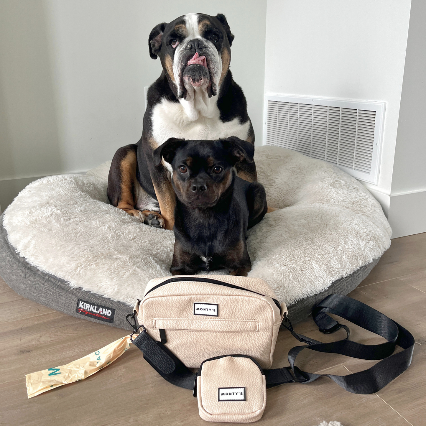 Dog Walking Crossbody Bag with Treat Pouch and Poop Bag Dispenser