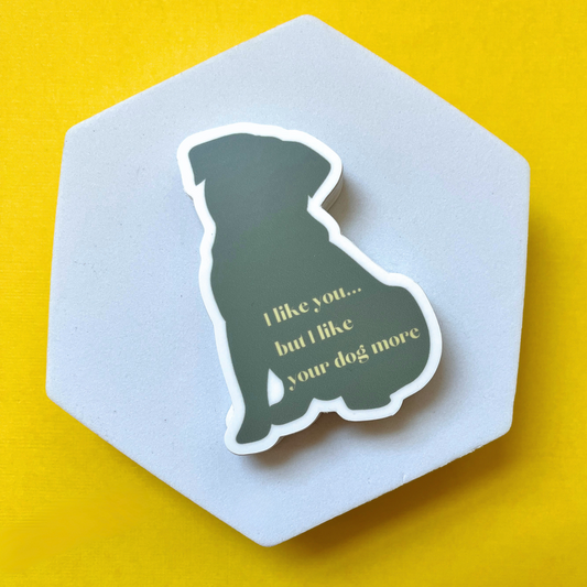 I Like You But I Like Your Dog More Vinyl Sticker