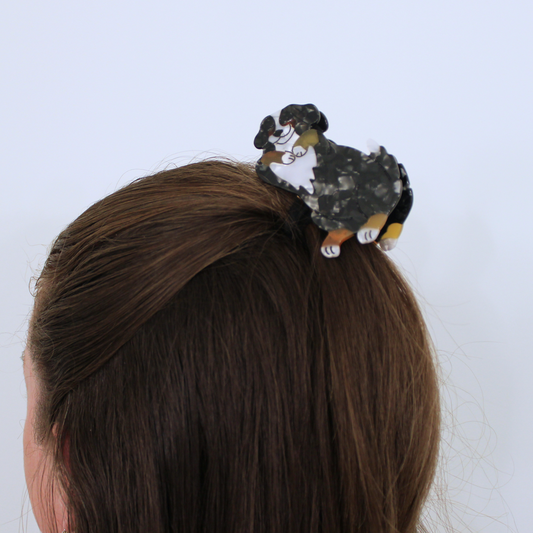 Bernese Mountain Dog Cellulose Acetate Hair Claw Clip