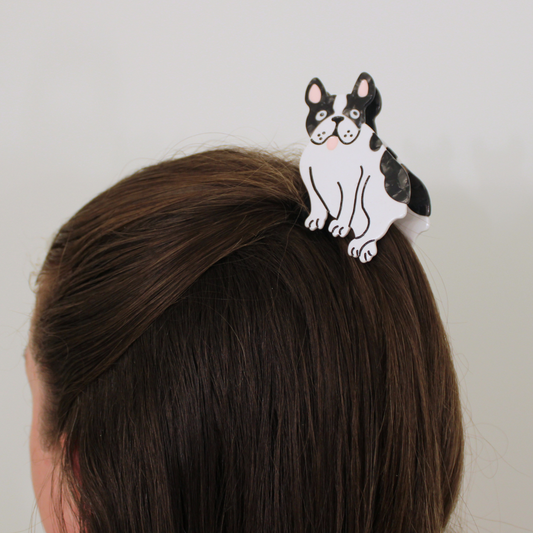 Boston Terrier Cellulose Acetate Hair Claw Clip