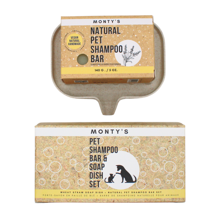 Ensemble de barre de shampoing naturelle pour animaux de compagnie et de porte-savon en paille de blé