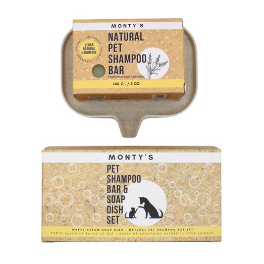 Natural Pet Shampoo Bar & Wheat Straw Soap Dish Set