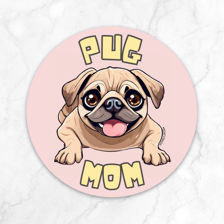 Pug Mom Vinyl Sticker